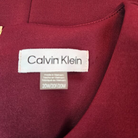 CALVIN KLEIN Women's Cold Shoulder Knee Length Pencil Dress Sz: 20W Red/Maroon - Picture 5 of 14